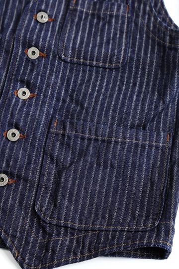 ONI05100-HJS Drop-Needle Stiching Jacguard Stripe Denim Vest-One Wash-44,, small image number 5
