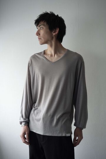 【CAPERTICA】CAP708CS22 Super120s Washable Wool Jersey /Vneck L/S Tee,SHIGOKU-IRO, small image number 15