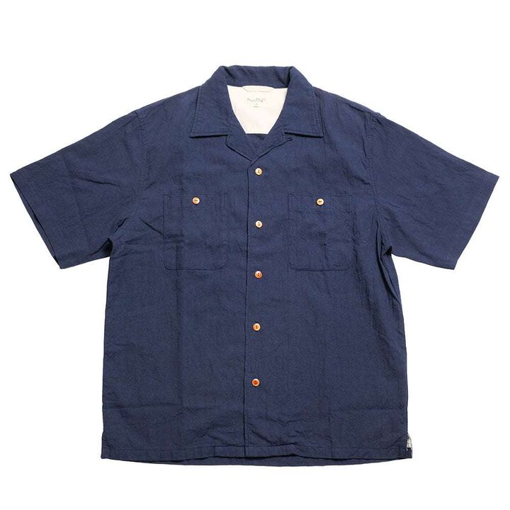 BP25502 Open Collar Cotton Linen Short Sleeve Shirt (Off White),OFF WHITE, medium image number 5