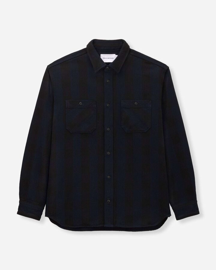 MMLS6002 BLOCK CHECK SHIRT (NAVY, GRAY, BROWN),, medium