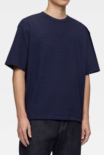 MMTS6009 YARN DYED SHORT SLEEVE T-SHIRT ALPHABET (BACK),INDIGO, small image number 1