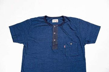 GZ-IDTH-25 Indigo Henry Neck T-shirt,INDIGO, small image number 2