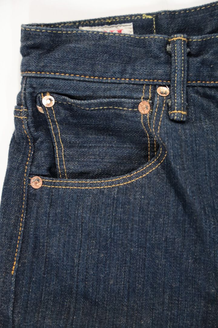 ONI-510-SHMKIWAMI-BE 16oz Natural Indigo Rope Dyed Denim Topping with Beige Semi-Handmade Straight-One Washed-29,, medium image number 2