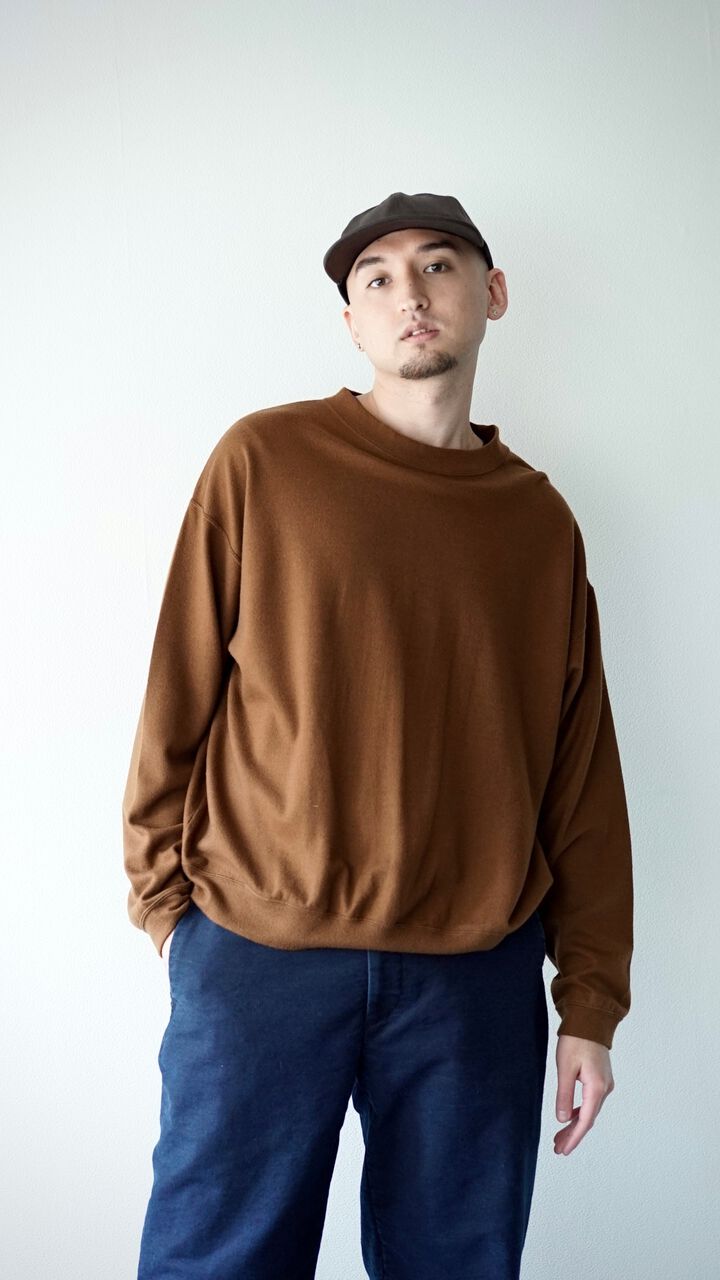 【CAPERTICA】Super140s Washable Wool / MN-Sweat（CAMEL）,, medium