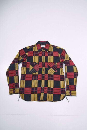 SSS26-NRJ Noragi Work Shirt in Jacquard Check Fabric (RED/BLK),, small image number 0