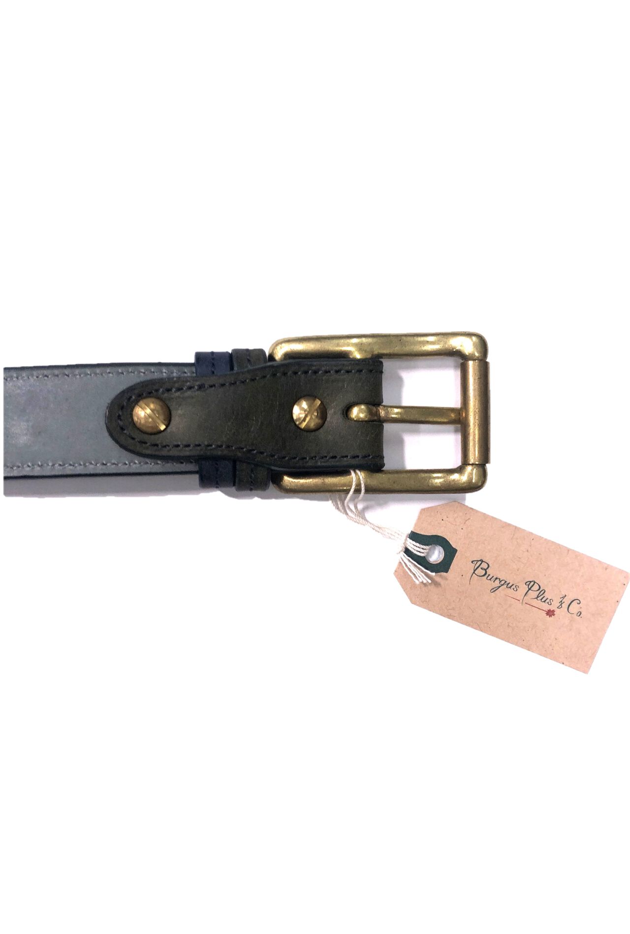 Burgus Plus BP15803 Single Double Roller 33mm Leather Belt Beige green