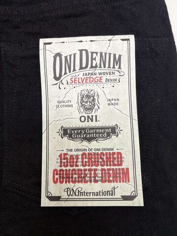 ONI288CCD-BKBK 15oz Crushed Concrete Denim Black x Black Kabuki Selvedge Regular Straight,, small image number 9