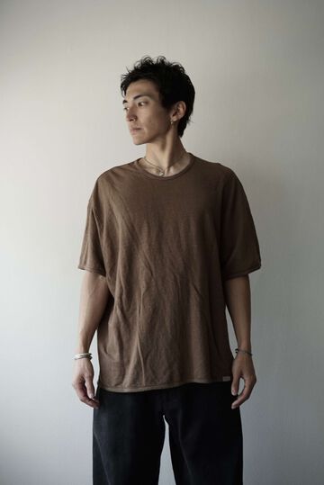 【CAPERTICA】CAP708CS04-ND Natural Dyed Linen Heavy Jersey / Asymmetry Tee,KAKISHIBU, small image number 0