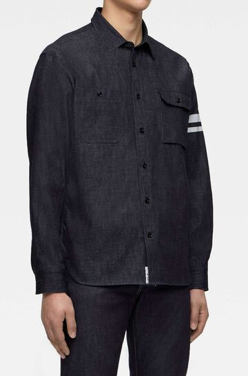 MMLS3001 8oz TRIPLE STITCH L/S DENIM SHIRT(TWO STRIPES),INDIGO, small image number 1