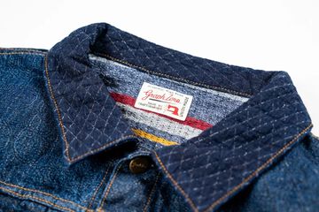 GZ-ENGJ-0609 Embossed Denim Patchwork Jacket,INDIGO, small image number 3