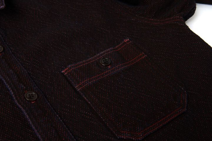 【Pre-Order】5755 13oz Bengara-dyed Sashiko Shirts,RED, medium image number 7