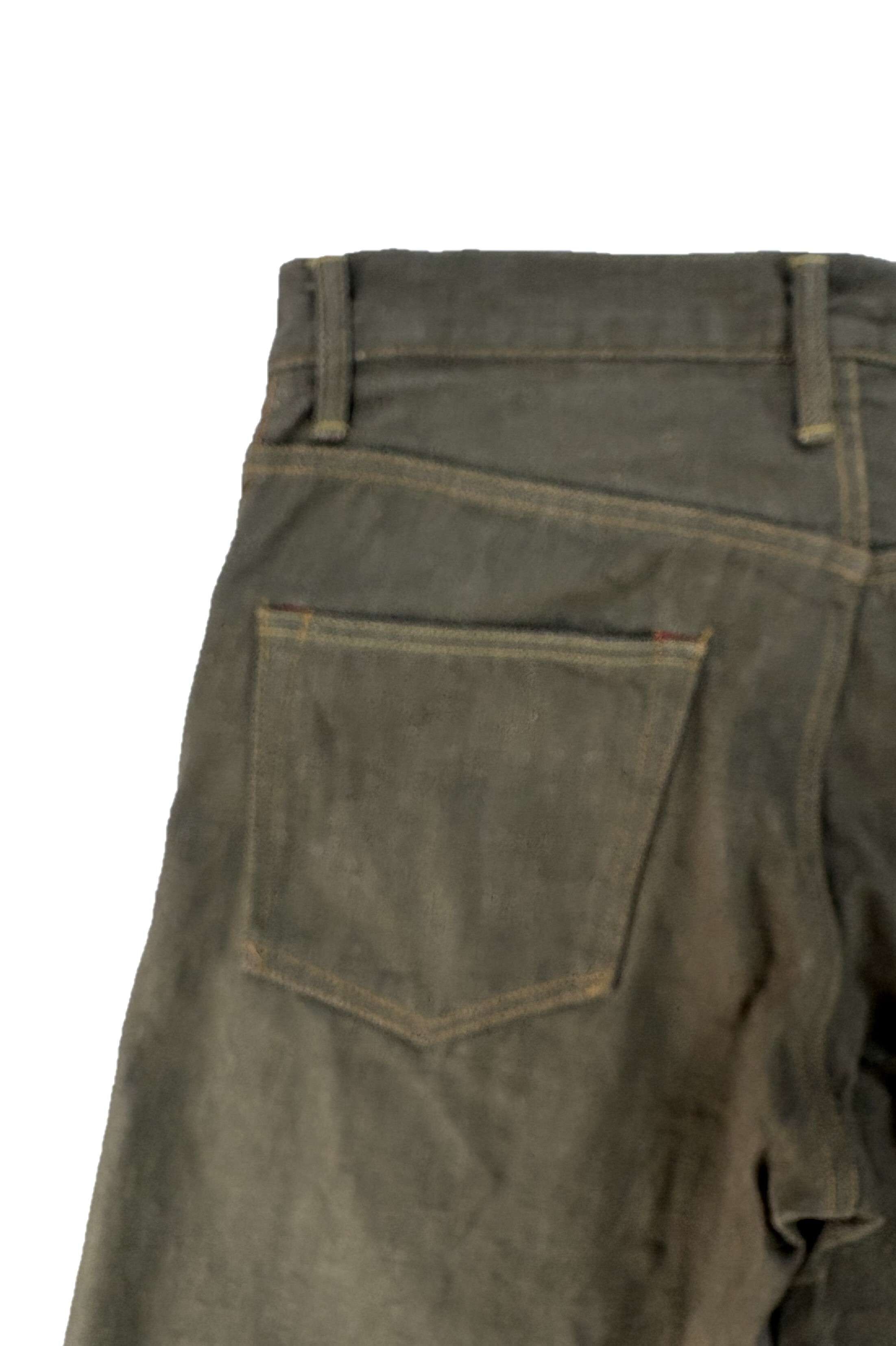 DENIMIO | ONI822-OLD18 18oz Olive Denim Super Wide Tapered