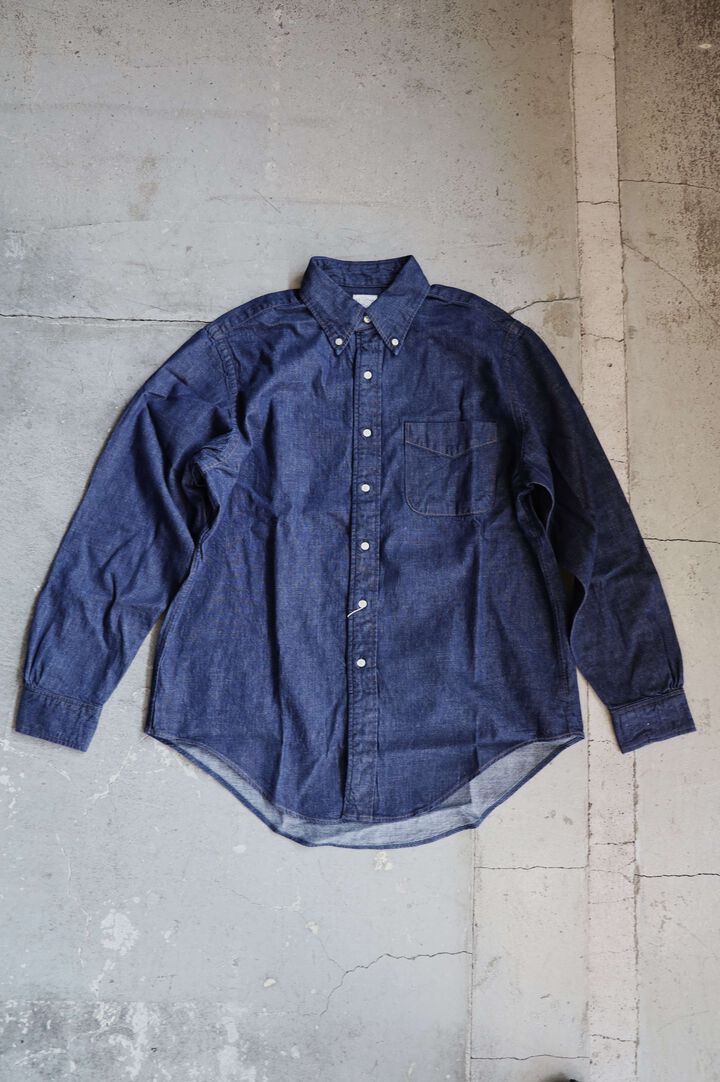 01-8112 Standard Button Down Shirt Denim One Wash,, medium