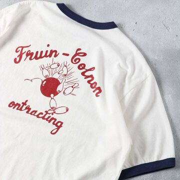 BR-25234 Slub Cotton Ringer S/S Print T-shirt【BOWL】,WHITE, small image number 3
