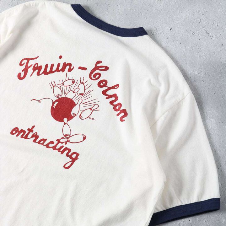 BR-25234 Slub Cotton Ringer S/S Print T-shirt【BOWL】,WHITE, medium image number 3