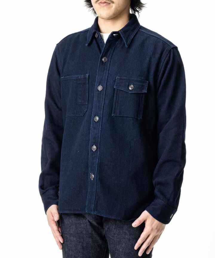 MLS1070M23 Heavy ID dobby work shirts-INDIGO-38,INDIGO, medium image number 6