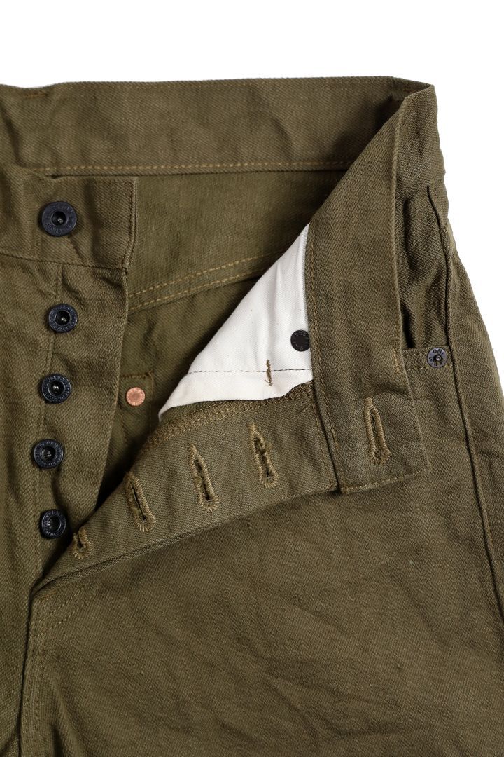 ONI246-OLOL 12oz weft and warp sulfur dyed olive Denim Neat Straight,, medium image number 2