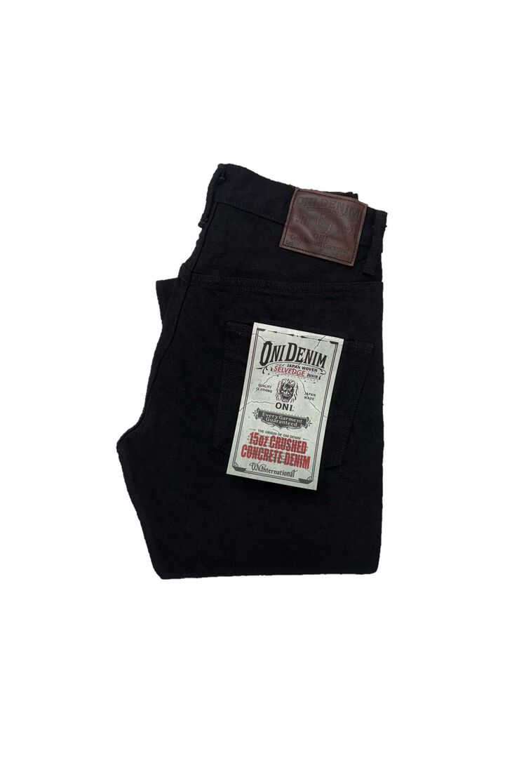ONI902CCD-BKBK 15oz Crushed Concrete Denim Black x Black Kabuki Selvedge  Highrise Relax Tapered,, medium