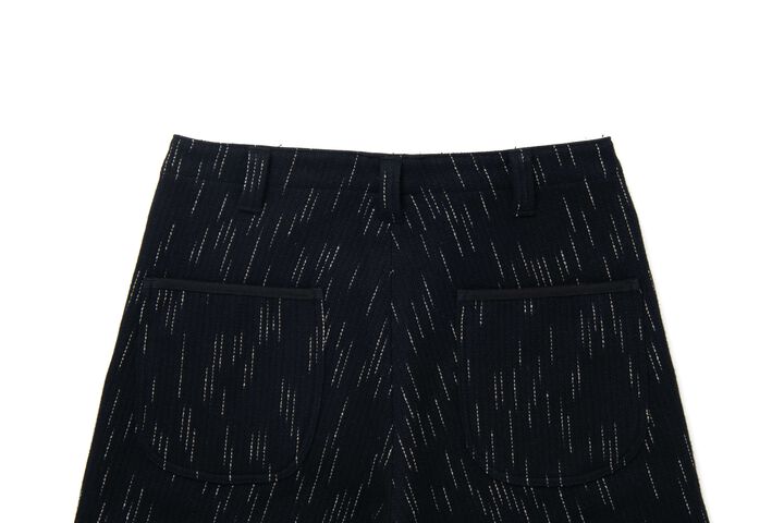 1906 Kasuri Dyed Beach Cloth Trousers Wide Straight,BLACK, medium image number 4