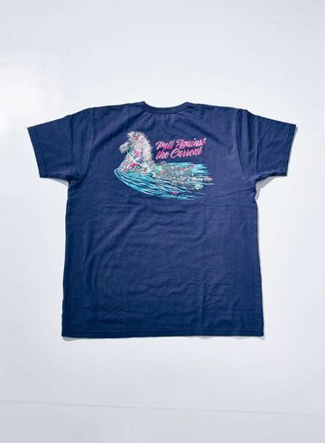 SJST26-106 Aged Cotton Inlay Loopwheel Tee "Pull Against The Current",PURPLE, small image number 1