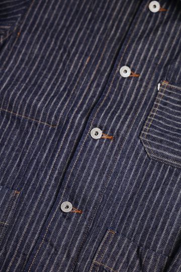 ONI03101-HJS Drop-Needle Stitching Jacquard Striped Denim Coverall-One Wash-44,, small image number 3