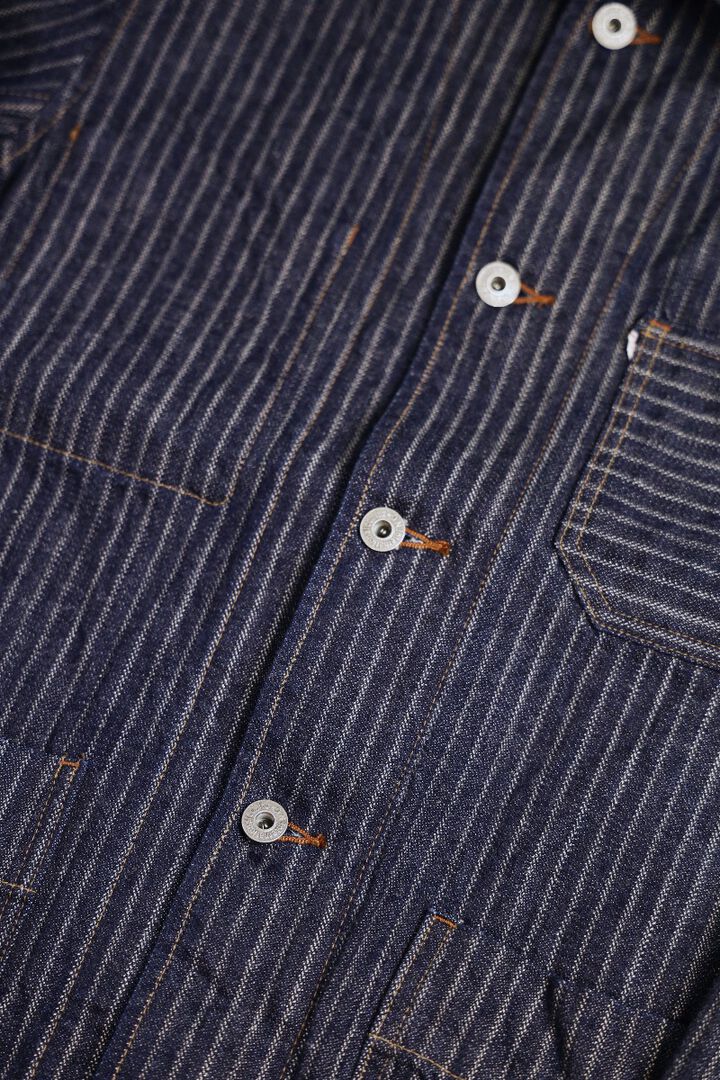 ONI03101-HJS Drop-Needle Stitching Jacquard Striped Denim Coverall-One Wash-44,, medium image number 3