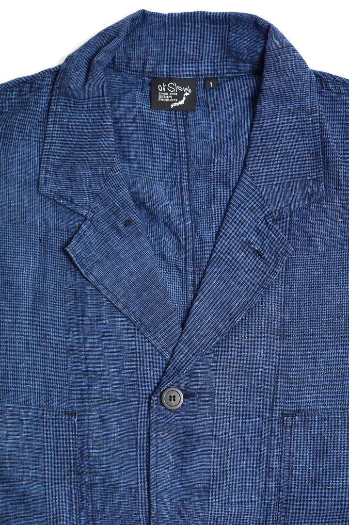 03-6035 shop coat (101 INDIGO CHECK),, medium image number 2