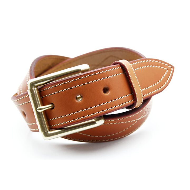 OGB40030AB Tochigi leather leather men's belt 40mm width Western stitch belt,BLACK, medium image number 3