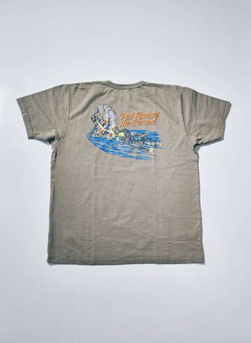 SJST26-106 Aged Cotton Inlay Loopwheel Tee "Pull Against The Current",PURPLE, small image number 7
