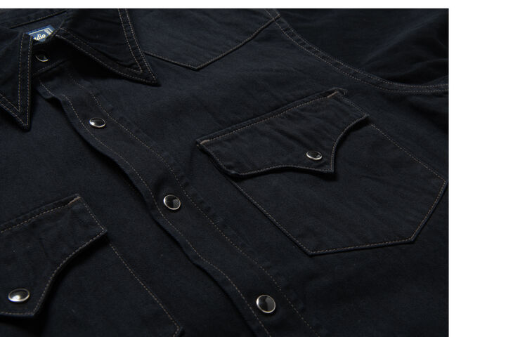 SP-124 8oz 45th AMAMI DOROZOME x INDIGO Denim Shirts,DARK BROWN, medium image number 8