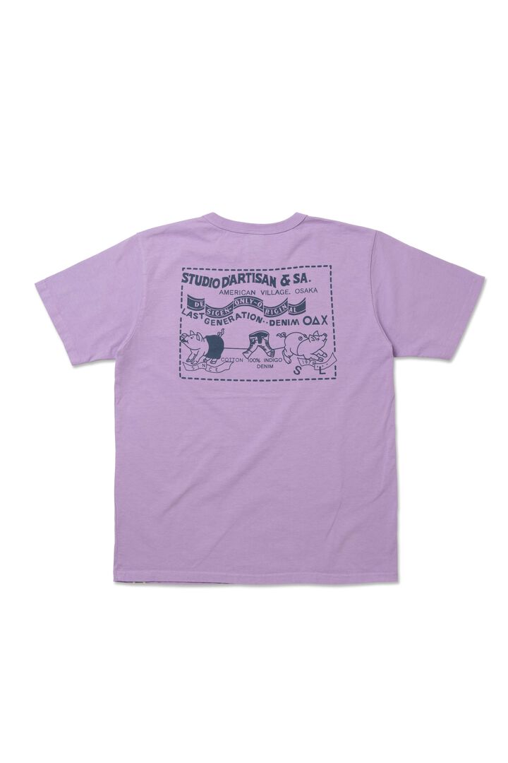 8214A Denim Pocket T-shirts (back print),PURPLE, medium image number 1