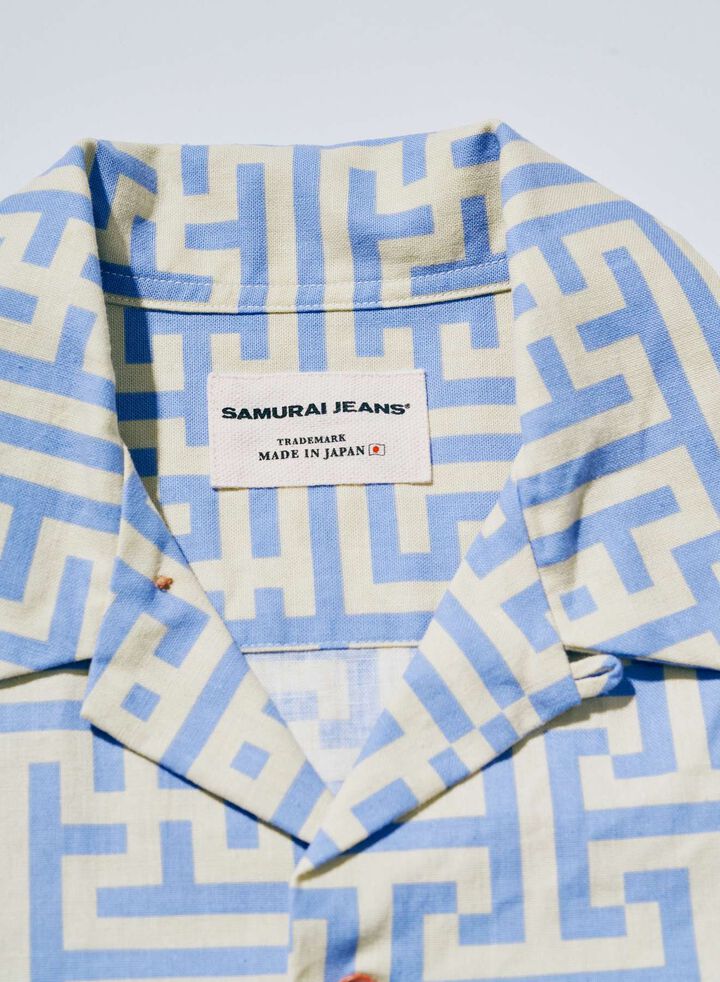 SSA26-02 Geometric Pattern Aloha Shirt,NAVY, medium image number 4