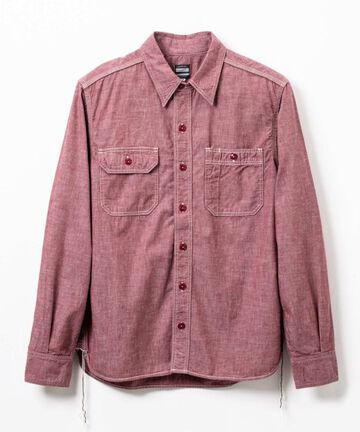 MS044 5oz Original selvage chambray work shirts-RED-46,RED, small image number 7