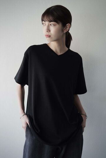 CAP708CS34 Super Soft Cotton / V_Neck Tee (BLACK),BLACK, small image number 1