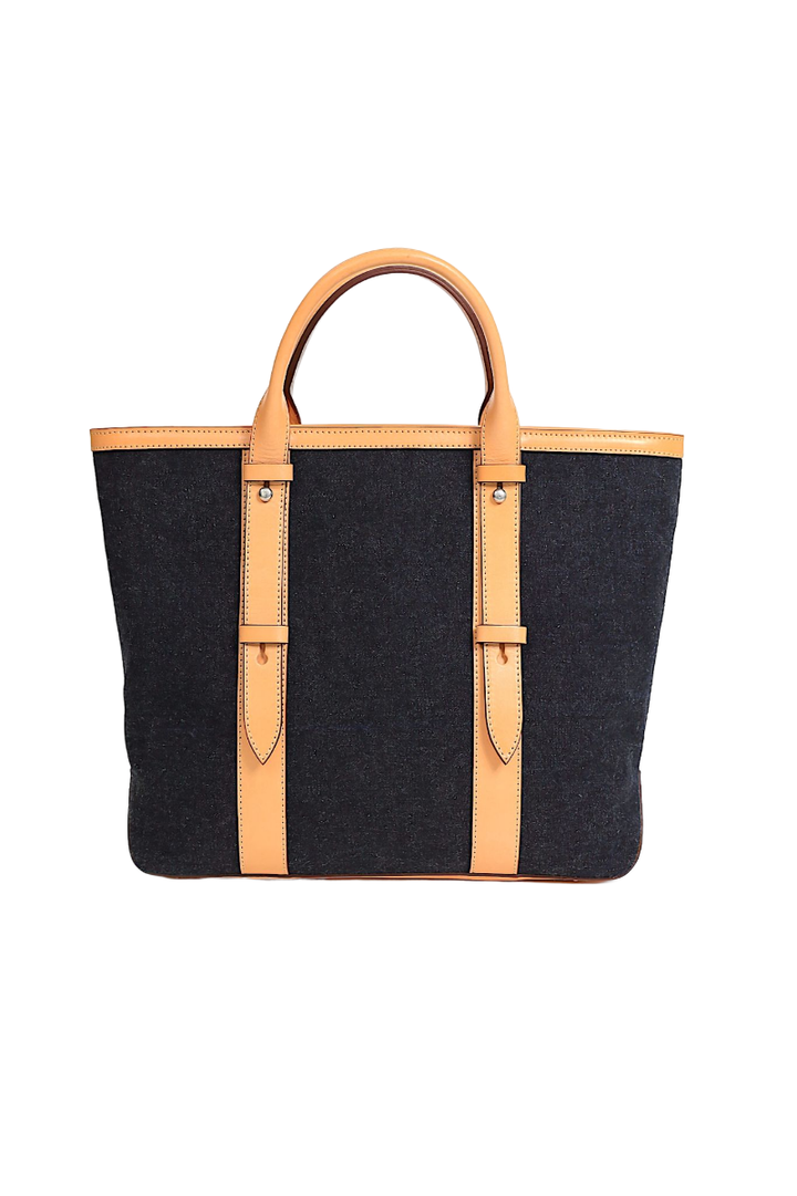 K-7 Tote Bag, Adjustable Shoulder Type-DENIM x Vegetable Tanned Leather,, medium