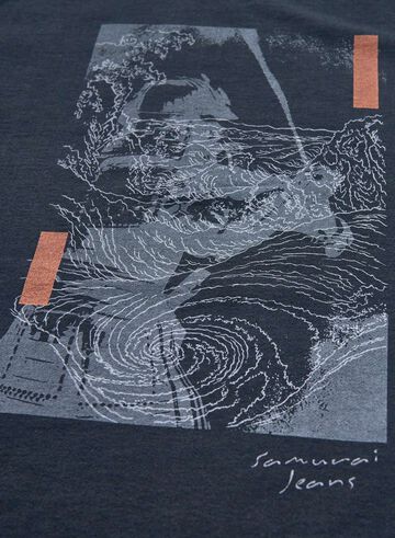 SJST25-106 "RASEN" INLAY LOOPWHEEL T-SHIRT,BLACK, small image number 1