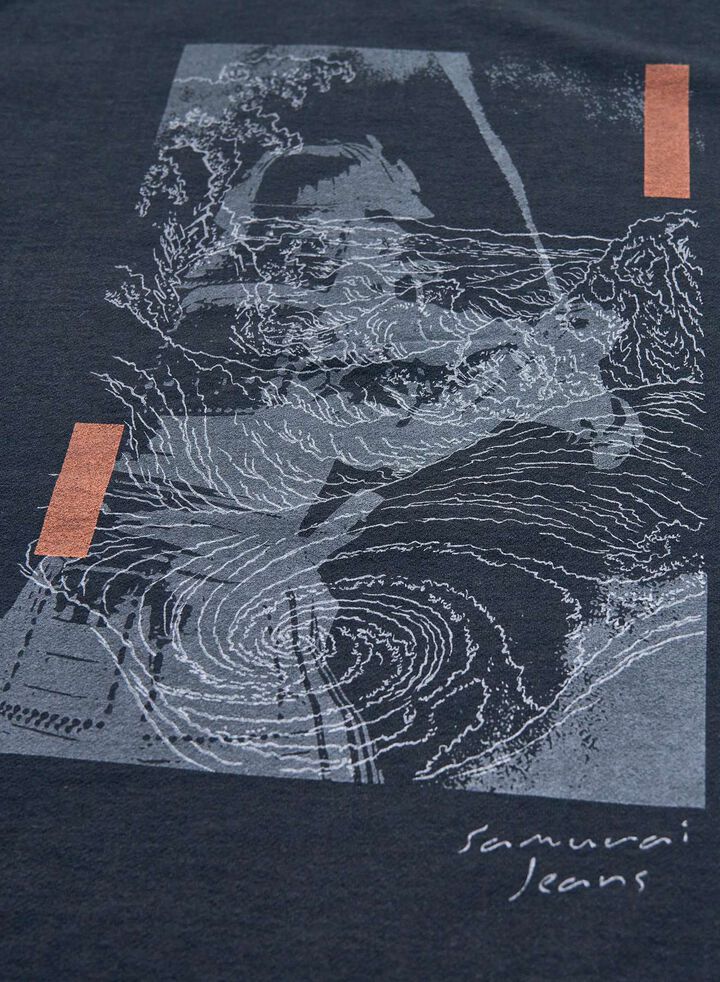SJST25-106 "RASEN" INLAY LOOPWHEEL T-SHIRT,BLACK, medium image number 1