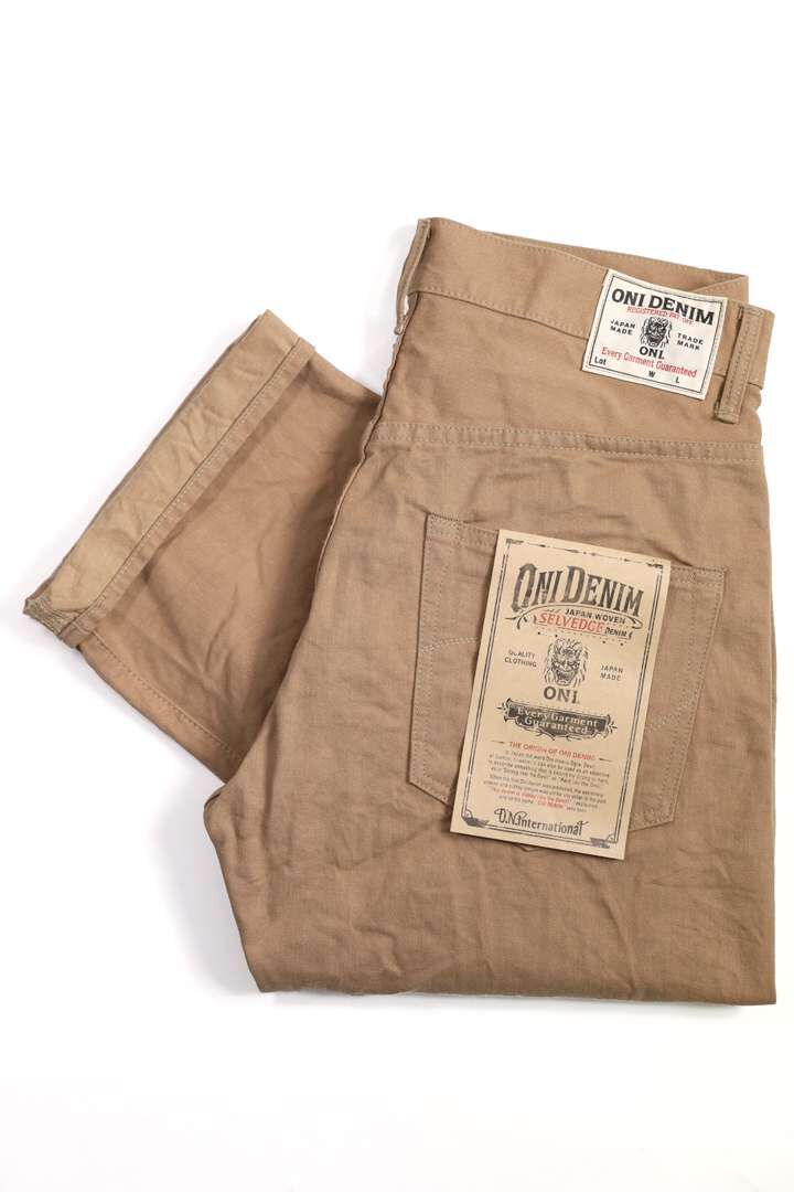 ONI022-SCKB 9.5oz Selvedge Chino Khaki Beige Relax Straight,, medium