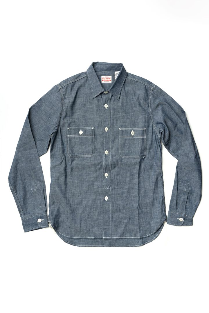 MS003R SELVEDGE CHAMBRAY SHIRT,NATURAL, medium image number 18