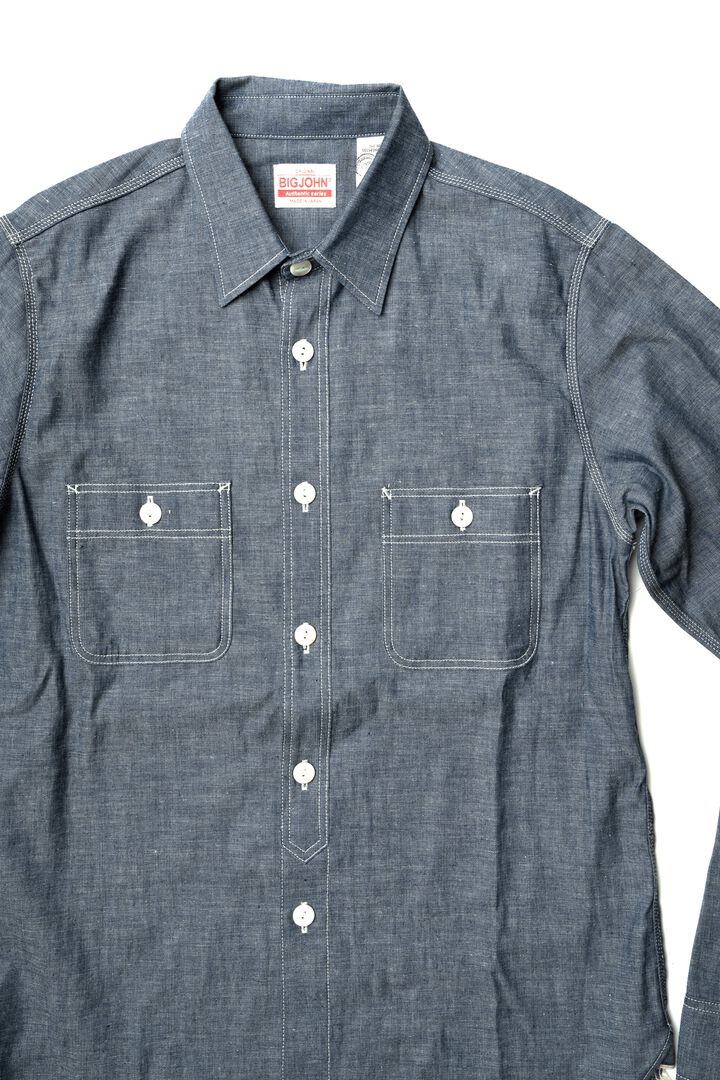 MS003R SELVEDGE CHAMBRAY SHIRT,NATURAL, medium image number 21