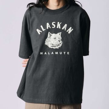 BR-25218 Heavyweight Crossover Neck S/S Print T-shirt【ALASKAN MALAMUTE】,CHARCOAL, small image number 0