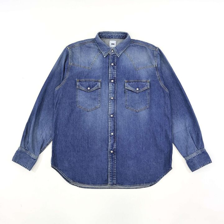 F3506 DENIM WESTERN SHIRT (USED WASH),, medium