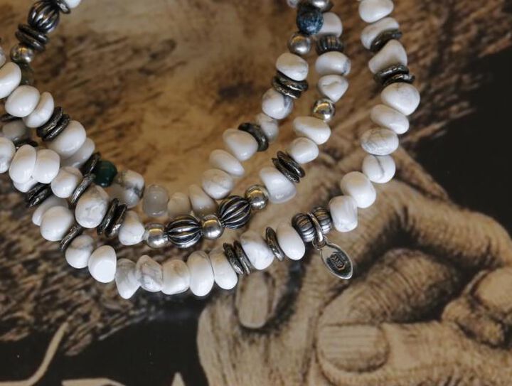 16AHK-454 Tumble Stone Long Bracelet -Howlite-,, medium image number 1