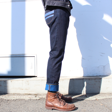 DE004 denimio collab. original cobalt blue selvedge 14oz slim tapered,, small image number 1