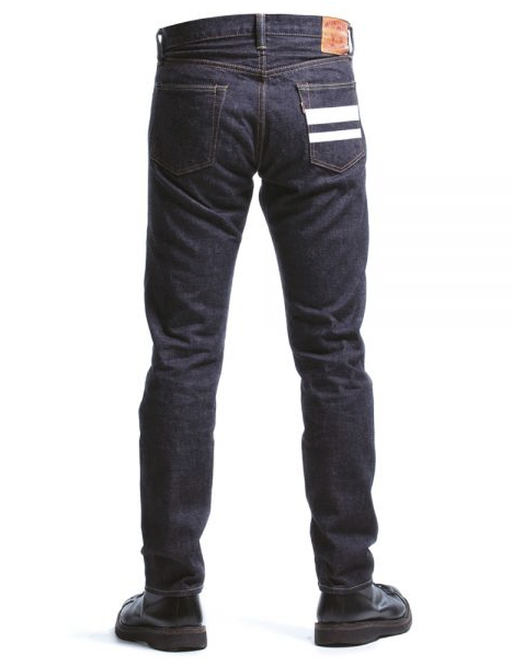 0105SP 15.7oz Deep Colored Indigo Going to Battle Label narrow tapered (One Wash)...