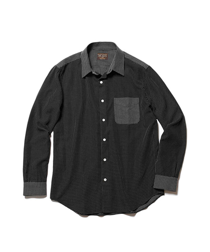 M-19111  / R/T SASHIKO / NO CREST LEGULAR COLLAR SHIRT(3 COLORS),BLACK, medium image number 1