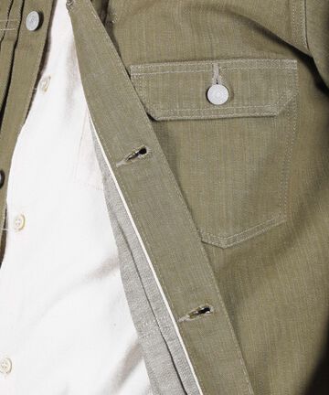 MXGJ1003 10.5oz selvedge green denim jacket,OLIVE, small image number 1