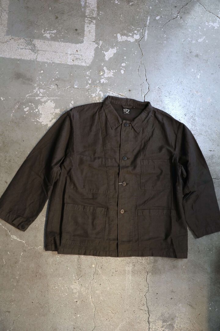 01-6061 COTTON LINEN MOLESKIN RELAX FIT SIMPLE WORK JACKET (60 Charcoal Gray),, medium