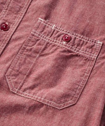 MS044 5oz Original selvage chambray work shirts-RED-46,RED, small image number 9