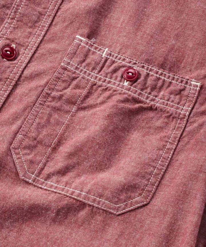 MS044 5oz Original selvage chambray work shirts-RED-46,RED, medium image number 9